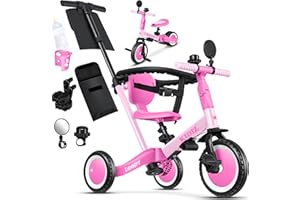KIDIZ® 6en1 Bicicleta de Balance, Triciclo para niños de 1 año a 5 Años, Capacidad de Carga hasta 25kg, Incl. Manillar/Barra de Seguridad/Cinturón de Seguridad/Timbre/Espejo