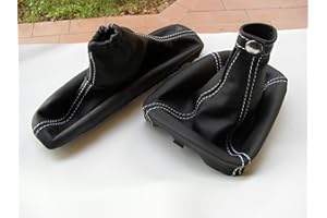 LARTEPELLE ALFA GIULIETTA CUFFIA CAMBIO E FRENO A MANO in vera pelle cuciture bianche