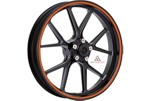 Autodomy | Pegatinas Llantas Moto Juego Completo para 2 Llantas de 15" a 19" Pulgadas | Adhesivos Llanta Moto Resistentes a la Lluvia, Sol, Grasa, Aceite (Naranja, Ancho 7 mm)
