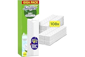 Swiffer Balai Attrape-Poussière Lingettes Sèches 108 Unités, Attrape Et Retient La Poussière