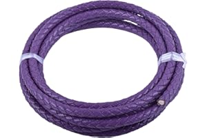 KONMAY 2 Yards 5.0mm Lederband Lederschnur Rund geflochten,Lila