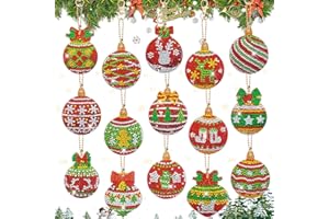 BAISHUWU 15 Pezzi Portachiavi Pittura Diamante Natale, Portachiavi 5D Diamond Painting Natale, Portachiavo Fai da Te Natale 5D, Ciondoli Natalizi per Diamond Painting, per DIY Decorazioni Alberi di Nata le