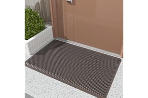 Fowooyeen Felpudo Exterior, Silicona Alfombra Entrada Casa, Felpudo Outdoor Resistente a la Lluvia, Alfombrilla Impermeable para Puerta, Pasillo, Jardín, Interior y Exterior, 43 x 76 cm, Marrón