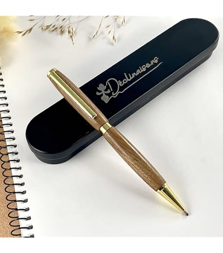 Stylos à Bille Métal Gravés - Cadeau Personnalisé Avec Nom, Message, 5 Stylos + 10 Recharges Noires