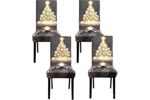 ‎FULOON Fuloon Stuhlhussen 4er Set, Universal Stretch Abnehmbare Weihnachten Stuhlbezug Moderne Stuhlüberzug Elastische Abnehmbar Waschbar Bezüge für Esszimmerstühle Schwingstuhl