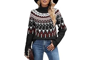 Wantonfy Maglione a Collo Alto da Donna Manica Lunga in Maglia Pullover Casual Maglione Allentato Inverno