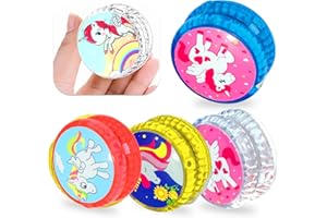 HOVUK® 4 x Einhorn-Jojo-Ball, leuchtend, mehrfarbig, Kunststoff, Trick-Yojo-Ball, 5,5 cm, einfaches Jojo für Kinder und Anfänger
