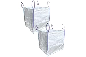 Garden Waste Bags A&A Supplies – 2 sacchetti grandi da 1 tonnellata, 100x100x100 cm FIBC per rifiuti da giardino, resistenti con manici, sacchi enormi tonnellate (2), colore: bianco