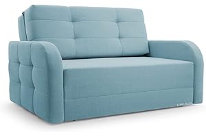 ‎MB-MOEBEL mb-moebel Sofa Sessel mit Schlaffunktion Schlafsessel Gästebett Klappsofa Bettfunktion mit Bettkasten Couch Sofagarnitur Salon Jugendzimmer - Porto 120 - Hellblau (BRAGI 80)