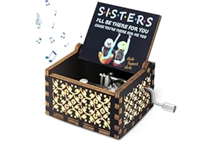 ZXK CO Wooden Music Box Sister Gifts, Birthday Gifts for Sister from Sister, Brother Friends - Music Presents for Sister on Anniversary Christmas, Engraved Hand Crank Mini Wooden Musical Box Gifts