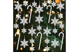 SinLaw 31 Pezzi Natale Decorazione Cristallo Decorazioni Albero di Natale,Fiocchi di Neve in Cristallo Acrilico Trasparente,Natalize Decorazioni Con Fili da Appendere,Natalizia Addobbi Trasparente