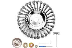 Elsrantor 8 pollici spazzola per decespugliatore universale, testina per trimmer trincia erba a cono in Filo di Acciaio, rimozione muschio rimuovi erbacce testine decespugliatori con 4 Accessori