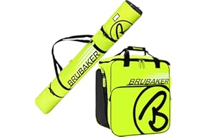 Brubaker Combi Set Carver Champion - Borsa da Sci e Borsa Porta Scarponi da Sciper 1 Paio di Sci + Bastoncini + Scarponi + Casco
