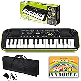 Kit Pianola Tastiera Casio SA46-32 Mini tasti (Fondo Verde) con Borsa ffalstaff con Maniglie per un Comodo Trasporto, Aliment