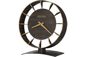 Howard Miller Rey Mantel Clock 635-218 – Finished in Brown with Reddish Undertones, Metal Timepiece with Gold Highlights, Antique Home Decor, Quartz Movement