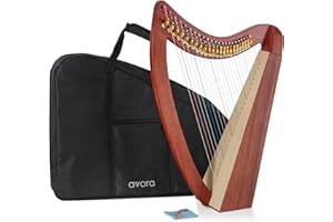 Avora Keltische Harfe 23 Saiten aus Mahagoni – Handgefertigte Harfe mit Tasche & Stimmschlüsseln – Diatonisch in Es-Dur - Mit Feinstimmern & Hakenmechanik - Leicht & kompakt für flexible Nutzung