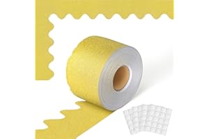 IMEEPA 65.6 Feet Bulletin Board Borders, Gold Glitter Borders Trim, Gold Scalloped Bulletin Board Paper with 80 Sheets Glue Points for Blackboard Classroom School Office Home Desk Poster Decoration (Gold)