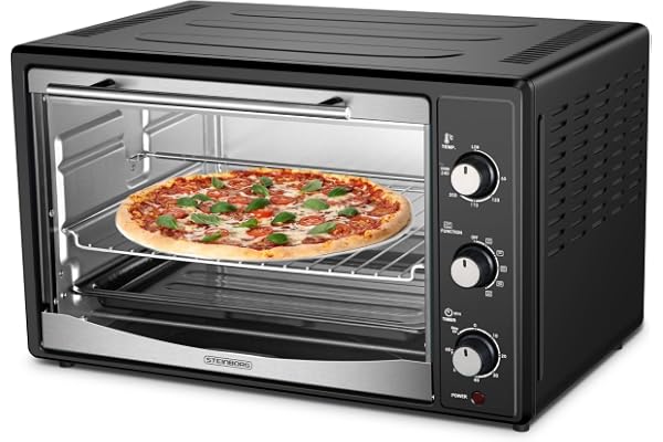 Miniugn 45 liter med luftcirkulation | elektriskt roterande spett | 1 800 watt | cirkulationsluftventil | pizzaugn | inomhusbelysning | inkl. bakplåt och grillgaller | miniugn