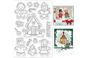 GLOBLELAND Christmas Gingerbread Man Clear Stamps Xmas Gingerbread House Candy Tree Silicone Clear Stamp Seals for Cards Making DIY Scrapbooking Photo Journal Album Decoration