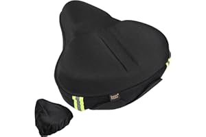 Ancocs Bicycle Seat Cushion with Waterproof Cover, Ultra Soft Gel Bike Seat Cover, Spinning Comfortable Bike Saddle for Mountain, Road Exercise and Cruiser Bikes, Men & Women.