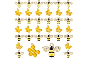 HICARER 60 Piezas Dijes de Abeja de Esmalte Aleación Mini Encantos de Panal Encantos de Abeja de Diamantes de Imitación Lindos para DIY Fabricación de Joyas Pendientes Llaveros Colgantes