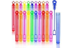 XIMISHOP 20 Pack Mini Bubble Wands, 7 Colors Neon Star Circle Small Bubble Tubes for Kids Party Bag Fillers Classroom Prizes Summer Wedding Decoration