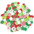 Christmas Craft Buttons - 150 Piece Mix Of Wood, Acrylic & Resin Embellishments