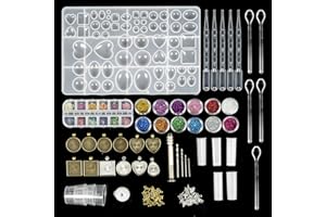 ZWOOS Moldes Resina, 107 Piezas DIY Transparente Silicona Epoxi Moldes Resina, Resina Moldes para Hacer Artesanías de Joyería DIY Collar Pendiente Fabricación