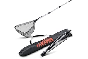 Paradox Fishing Gumowany podbierak 1,6 m/2,1 m I teleskopowy podbierak wędkarski gumowany podbierak do wędkowania i podbierak gumowany - podbierak wędkarski