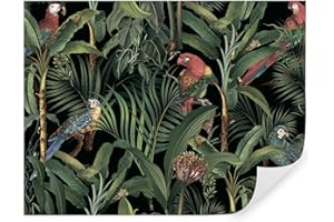 GENERIC Tapeko - Carta da parati jungle, tropicali, fotomurali premium 400x280 cm, stile 3D giungla, tropici, palme, foglie, alberi, pietra, carta da parati 3d per camera letto, soggiorno, verde u60115