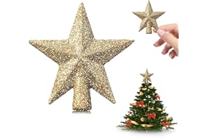 YIZHIXIANGQ Mini Estrella de Navidad, 2 Pcs Topper de Árbol, 6 cm Decoración para Árbol Pequeño, Adornos Navideños
