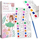 Animokids Renk Paletli Sulu Boya Kitabı + Fır&ccedil;a, 12 Sayfa Boyama Kitabı, Aktivite Boyama Seti, &Ccedil;ocuklar i&ccedil;in Yeni Nesil Sulu 