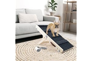 Umtiti Wooden Folding Portable Pet Ramp. 4 Levels Adjustable 8" to 14" with Non-Slip 4 Paw Traction Mat for Small Doggie Small Pet. Dog Ramps-66GY,UK