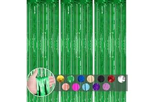 COSORO 3 Stück Lametta Vorhang Grün,Metallische Glitzervorhang Lametta 1x2m,Glitzer Tinsel Curtain Folienfransen Vorhang Fotowand Hintergrund für Geburtstags Hochzeit Weihnachten Disco Halloween Party Deko