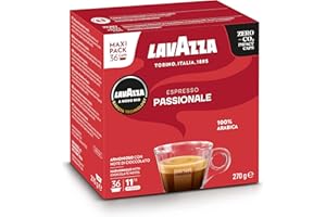 Lavazza, A Modo Mio Espresso Passionale, 1 Paquet de 36 Capsules de Café, avec Notes Aromatiques de Caramel et Chocolat, 100% Arabica, Intensité 11/13, Torréfaction Foncée