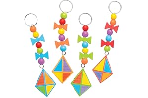 Baker Ross Kits de porte-clés et breloques cerf-volant en bois (Paquet de 4) - Loisirs créatifs à thème pour enfants AT674