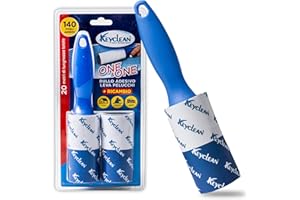 IPEA Rouleau Anti-Peluches Adhésive 20 mètres Rotative - 2 Rouleaux x 140 Feuilles - Brosse Adhesive pour Enlever Cheveux, Poussière et Poils d'animaux des Vêtements et des Meubles