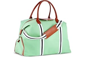 SAINT MONACO Saint Maniero Design Reisetasche Weekender Sporttasche Schultertasche Dufflebag atmungsaktiv Fitnesstasche Vintage Tasche Gross Reisegepäck Sportbag Freizeittasche Segeltuchtasche (Mint-Grün, L)