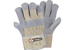 GUARD 5 - Gants de travail en cuir 5 paires - gants de construction et de jardinage robustes - cuir de vachette refendu (11/XXL)