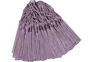 AEBDERP 100 Pcs Silky Handmade Craft Tassels Trim Mini Pendant for DIY Cute Resin Bookmark, Jewellery Making, Key, Girl Earring, Keyring, Graduation Hat, Ribbon Sewing, Curtain, Home Decor (Dark Taro)