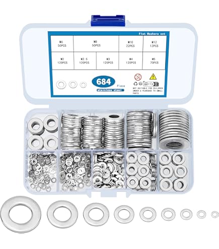 BITEFU 200 stuks flensmoeren, M3, M4, M5, M6, M8, M10, M12, roestvrij staal, zeskantmoeren met vergrendelingsvertanding, zelfborgende moeren, assortimentsset