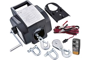 RIBIMEX RIBITECH 4277 Seilwinde für Auto, 5 t, vorwärts und rückwärts, 12 V, schwarz