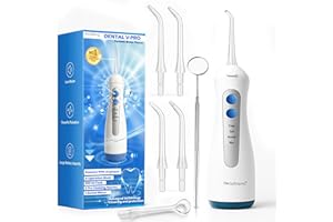 BODYBLOOMS Idropulsore Dentale Portatile DENTAL V-PRO da 300ml. Idropulsore denti,alta pressione con 5 ugelli +1 specchio per pulizia denti profonda. Water flosser Impermeabile. Irrigatore Orale pulizia profonda
