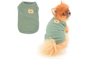 PAIDEFUL Petit Chien T-Shirt Bande Dessinée Patch Printemps Été Débardeur Doux Confortable Habits Chien Pull sans Manches Chaton Vêtements, Vert, M