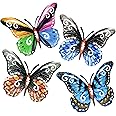 SUNNEKO 4 Pieces Butterfly Wall Art Decoration Garden Ornaments Outdoor Indoor Metal Wall Art Garden Fence Decorations Yard Wall Hanging Decoration Shed Walls Fences Kitchen Art Deco, Style A
