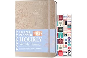 Legend Planner PRO Edition Horaire - Agenda Hebdomadaire Horaire Carnet de Rendez-Vous Gestion du Temps, Journal Travail/Vie Personnelle, Non Daté, Format A4, Couverture Rigide - Coquillage