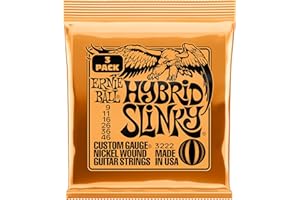 Ernie Ball Hybrid Slinky Jeu de 3 cordes filées en nickel, pour guitare électrique, calibre 9-46