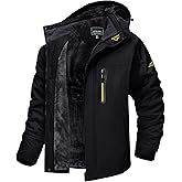 MAGCOMSEN Herren Winter Fleecejacke Warme Gefüttert Skijacke Outdoor Winddicht Wasserdicht Jacke Verdickt Funktionsjacke mit 