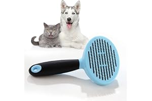 Premium Cat Brush Dog Brush Self-Cleaning for Sensitive Skin Environmentally Friendly Material Short Hair to Long Hair Grooming Slicker Brush Blue