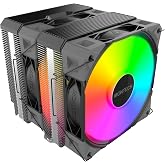 MONTECH NX600 ARGB 6 Isı Borulu ve Premium &Uuml;st Kapaklı &Ccedil;ift Kule CPU Hava Soğutucu | 28mm E28 ARGB Premium Fan | Lehimli Bakı
